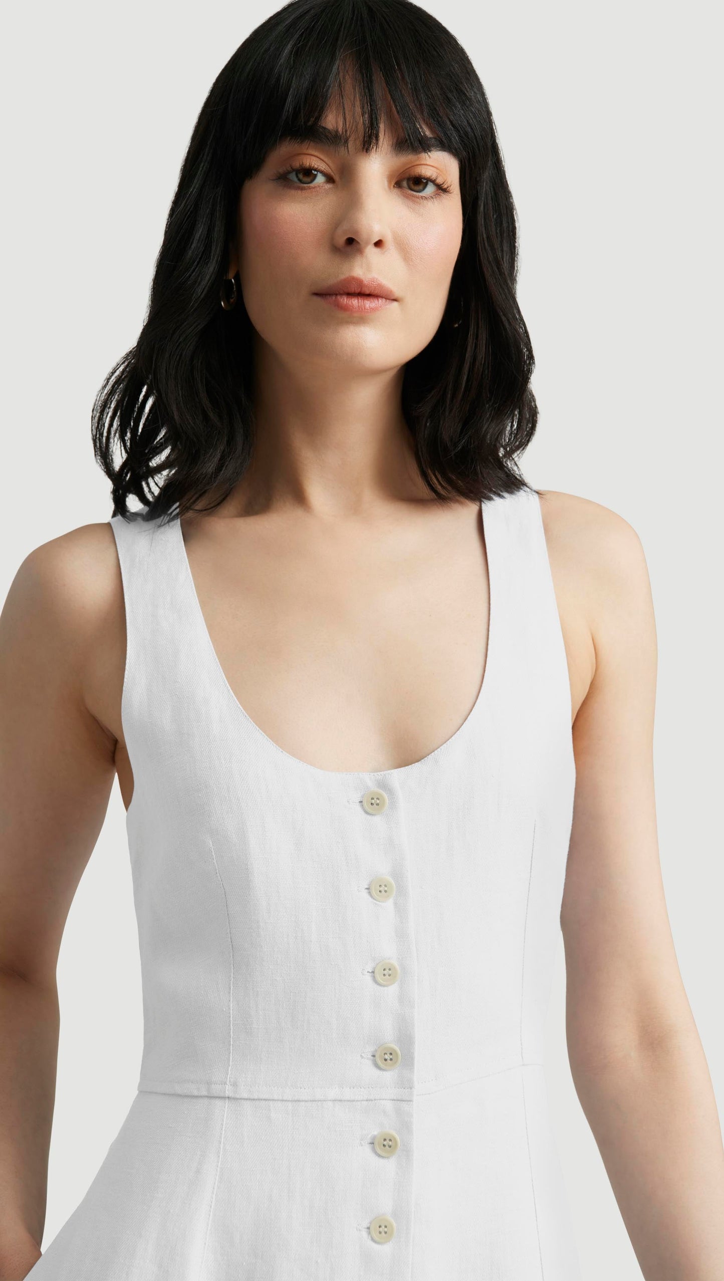 Marcy Dress in Cotton Sateen | White