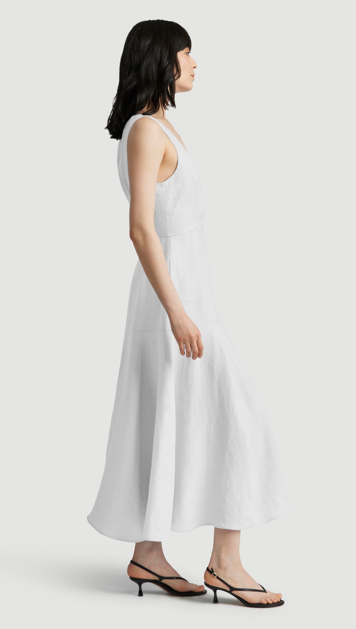 Marcy Dress in Cotton Sateen | White