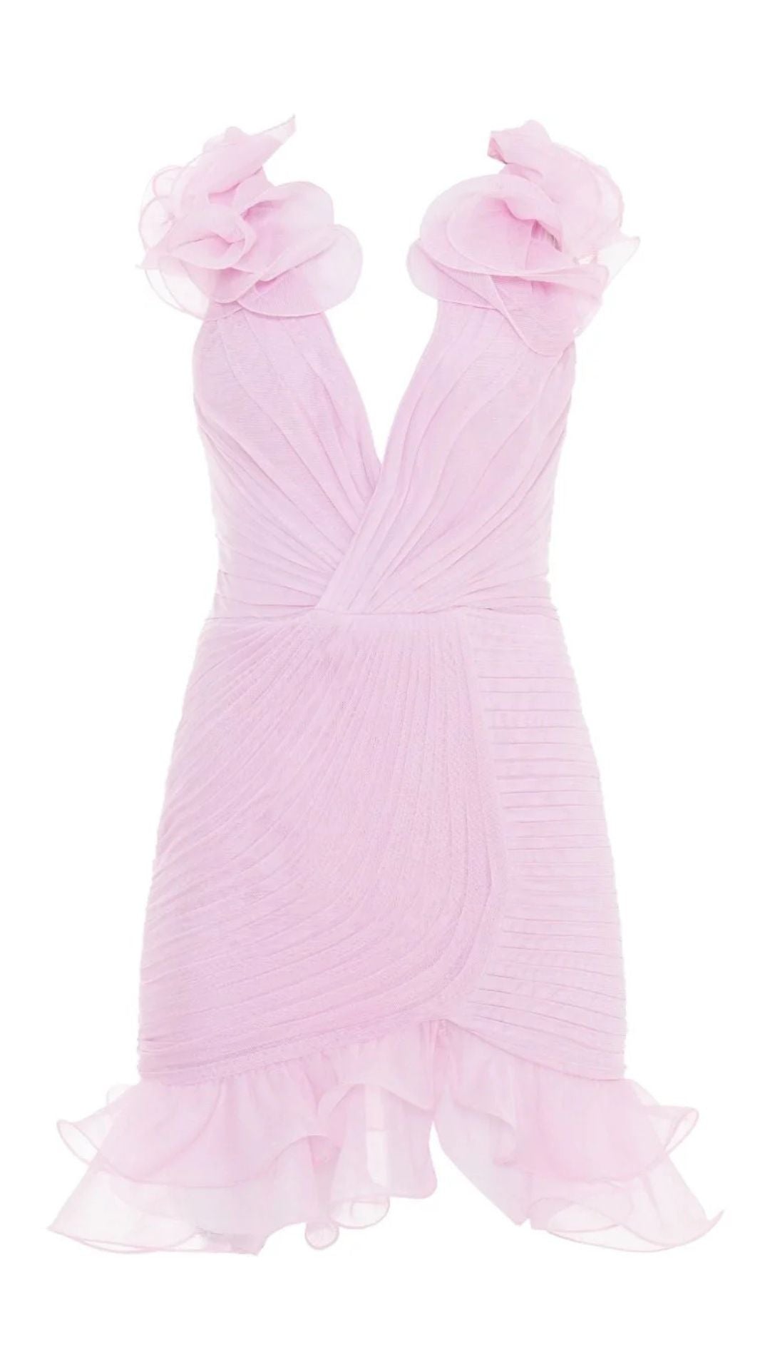 Silk Plisse Flutter Mini Dress