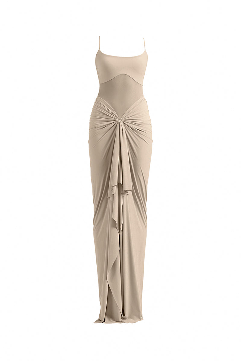 ASTRID DRAPED BEIGE GOWN