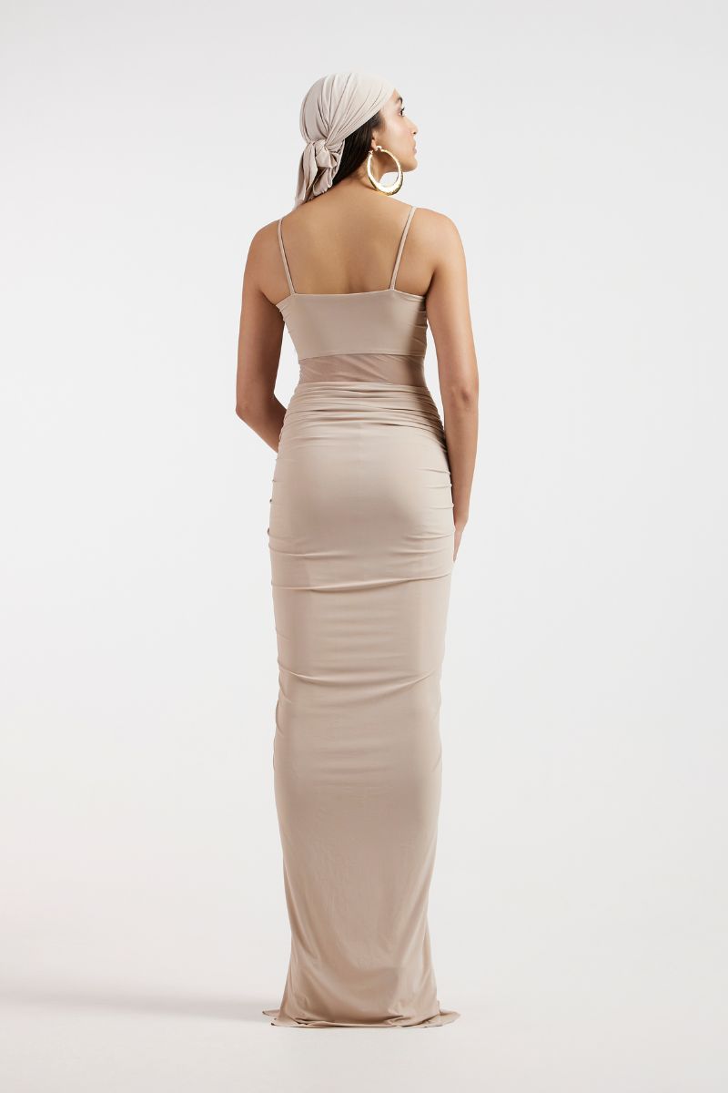 ASTRID DRAPED BEIGE GOWN