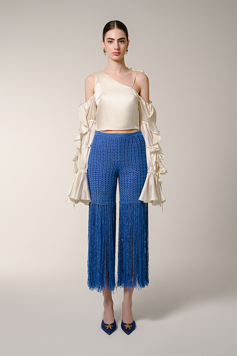 BLUE FRINGE SHORTS