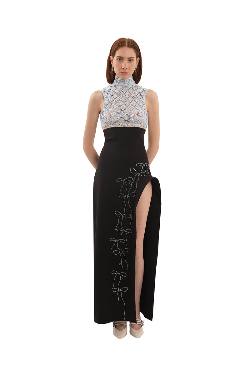 BLACK CRYSTAL CIRCLE MAXI SKIRT