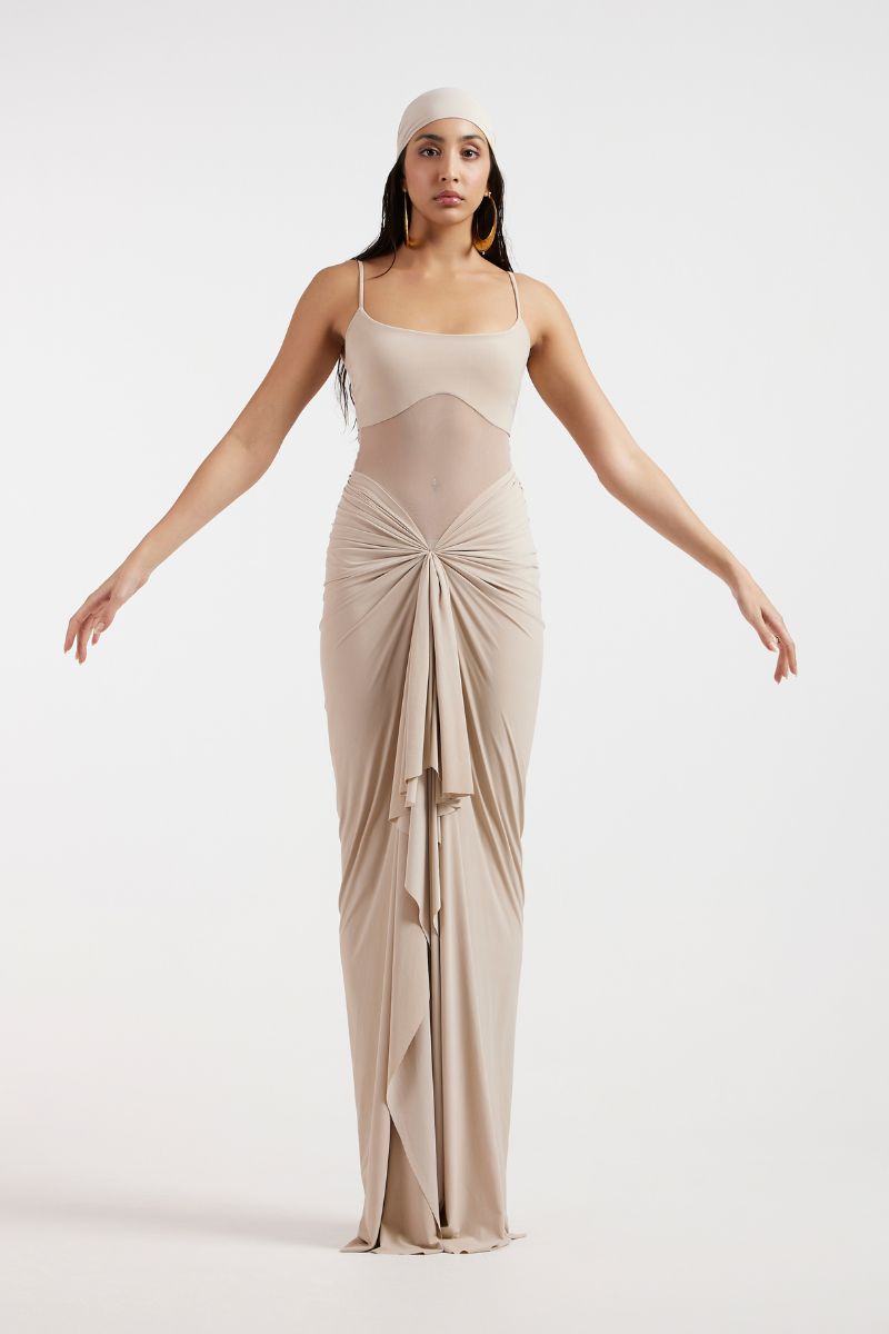 ASTRID DRAPED BEIGE GOWN