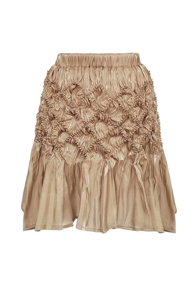 VICTORIA BEIGE SHIBORI MINI SKIRT