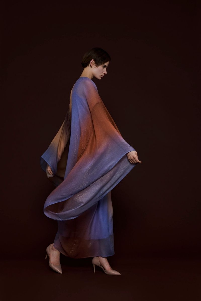 METALLIC KIMONO SLEEVE KAFTAN IN MULTICOLOR