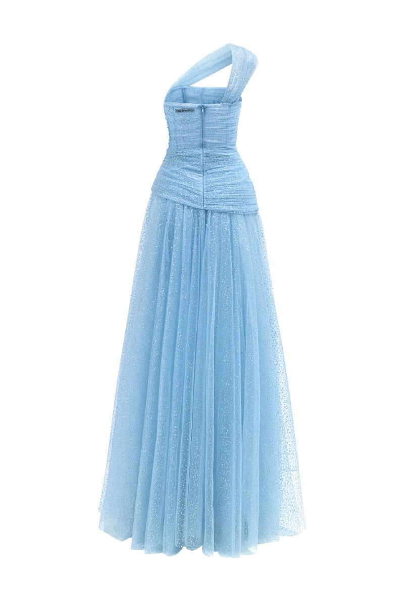 DAJAJAH GLITTER TULLE DRESS IN LIGHT BLUE