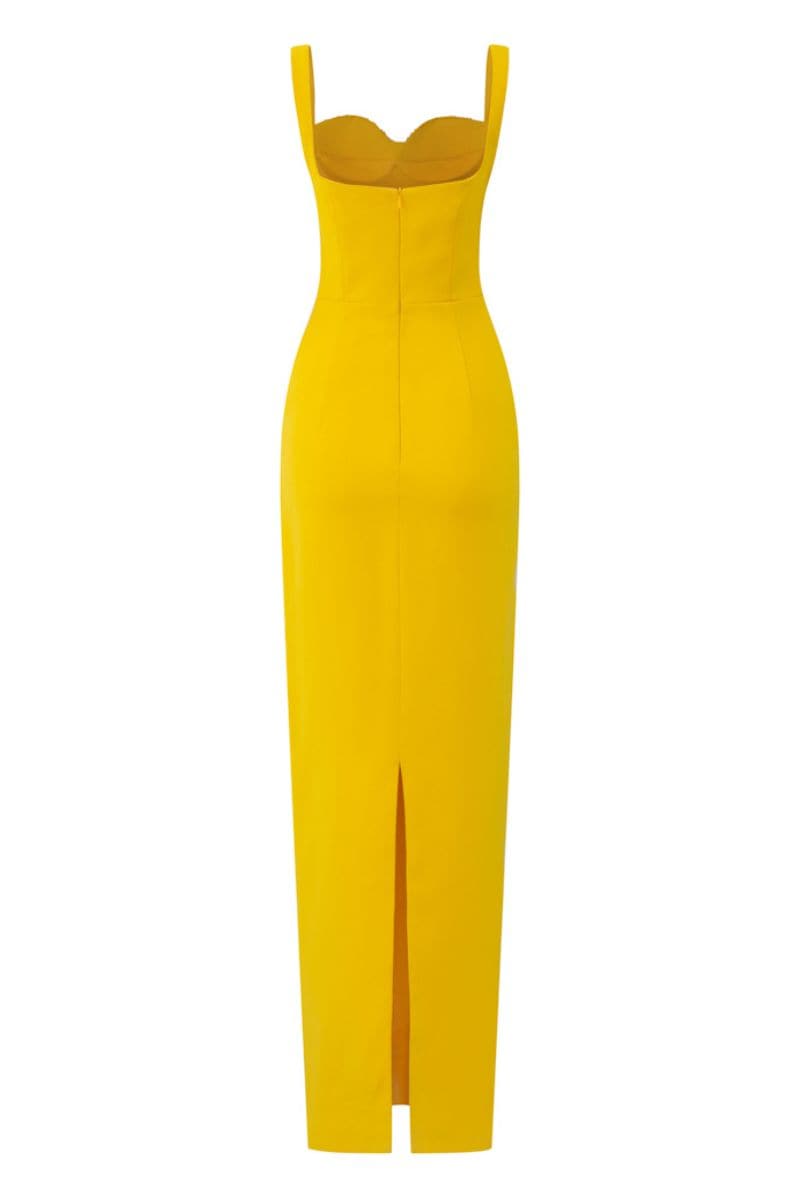 YELLOW JENSEN CRYSTAL BODYCON DRESS