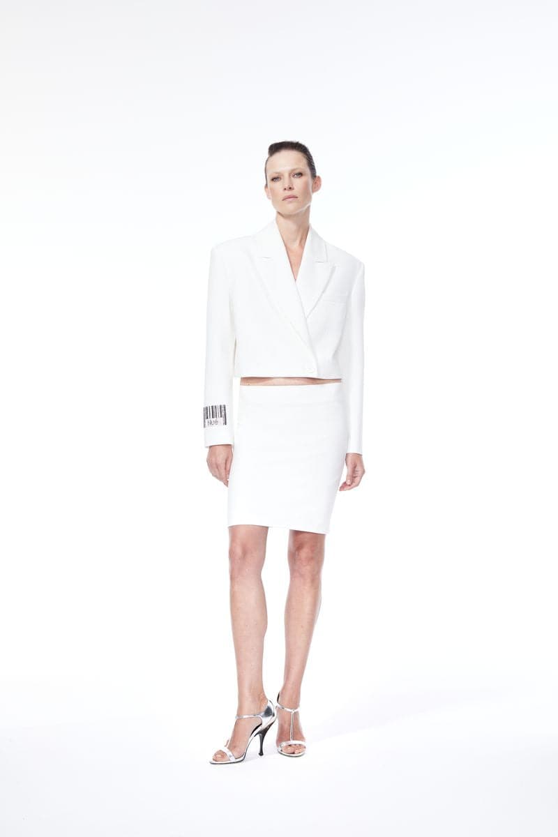 WHITE LOW-RISE TUBE MINI SKIRT