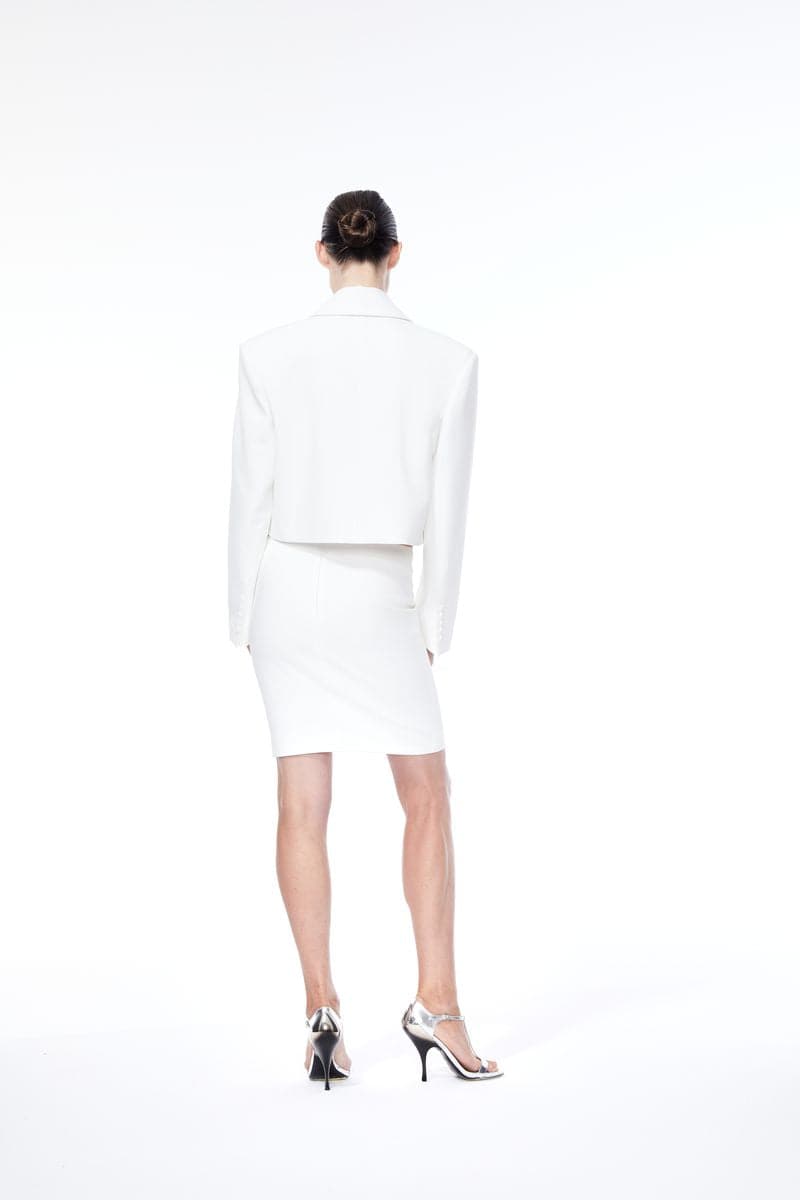 WHITE LOW-RISE TUBE MINI SKIRT