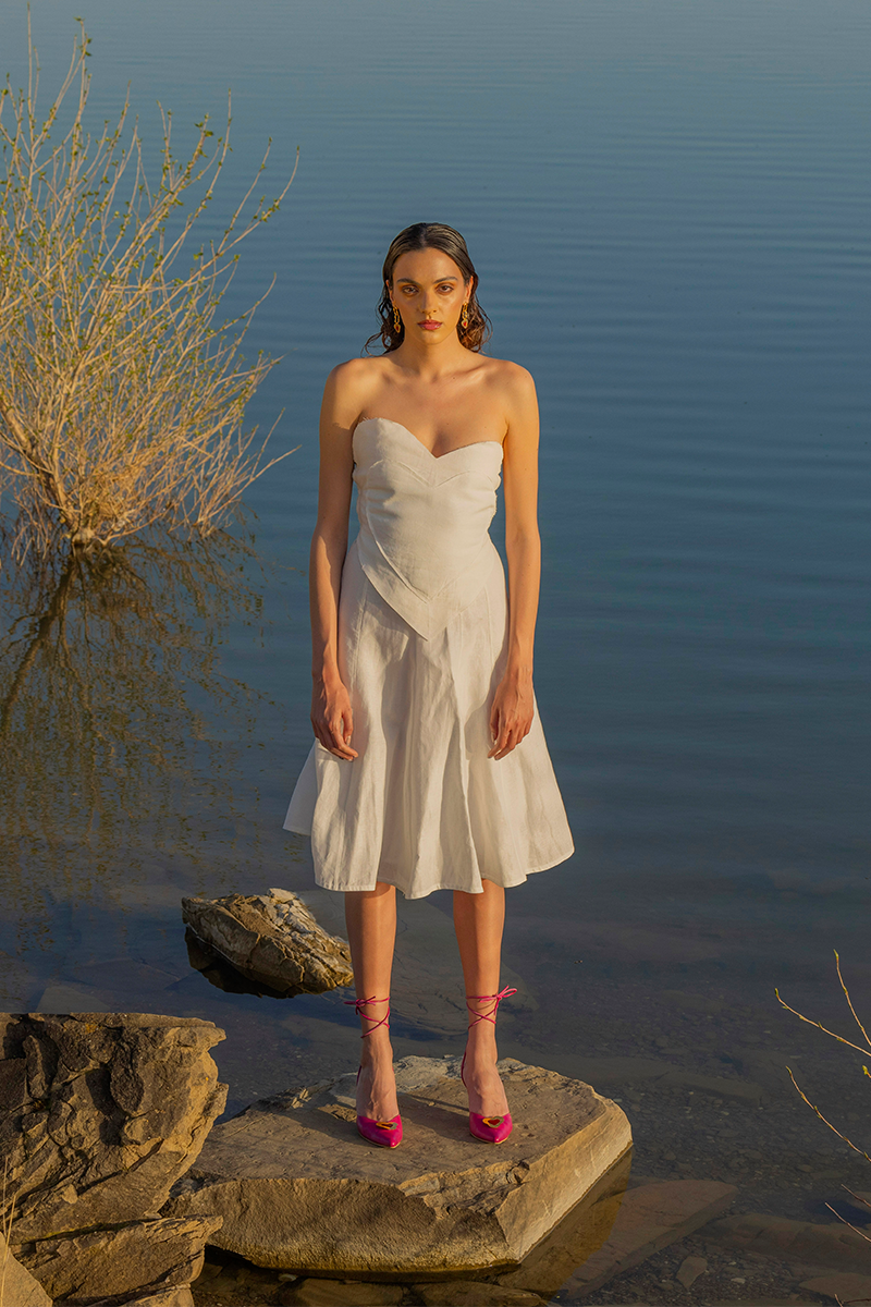 WHITE CLOUD MIDI SKIRT