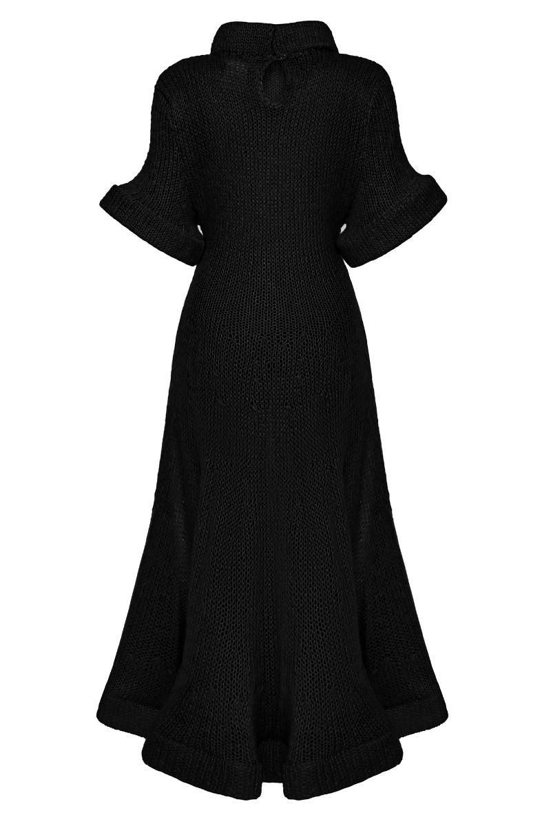 DRAPED MIDI DRESS IN BLACK