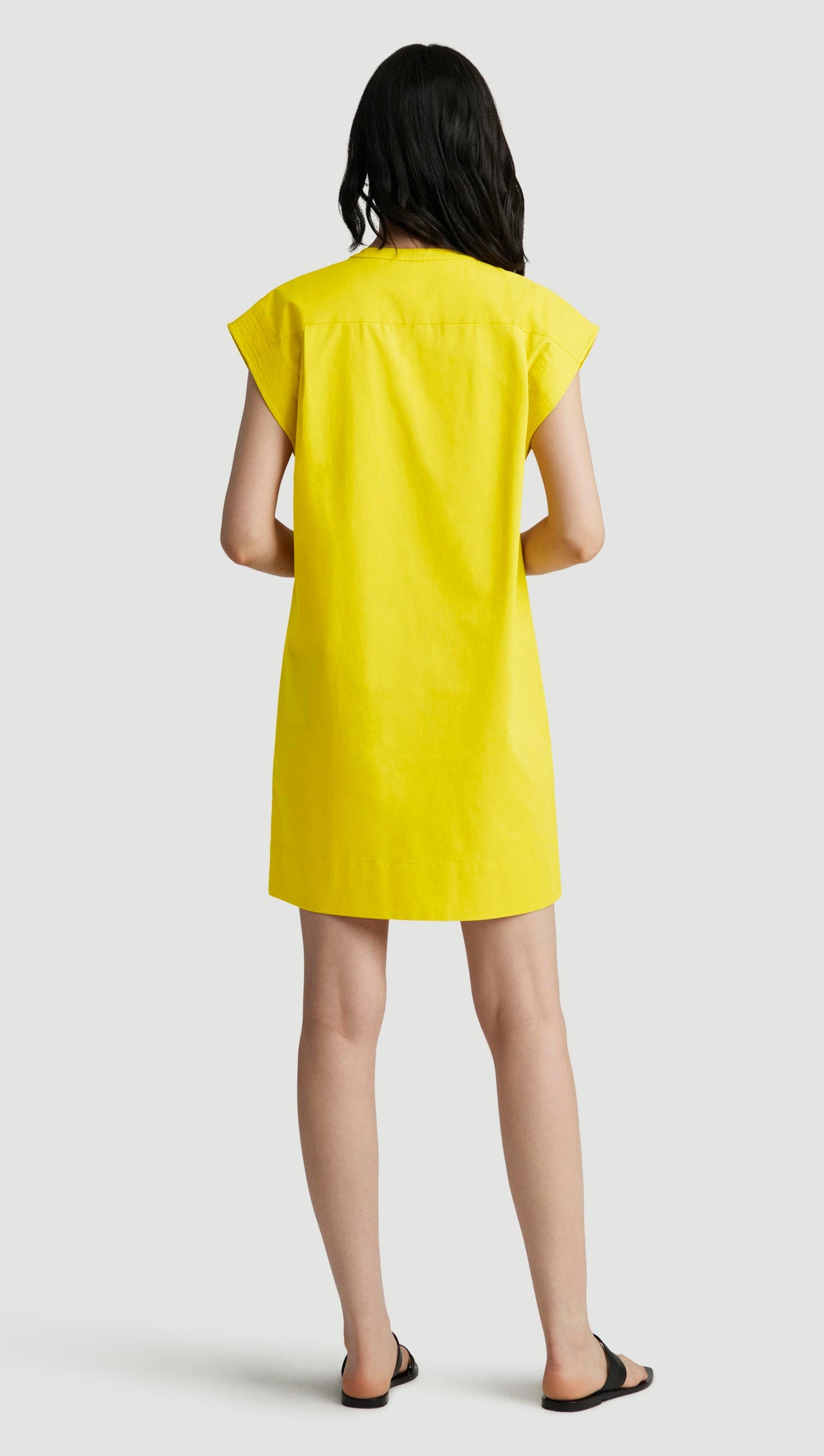 Mini Bib Dress in Cotton Twill | Lemon