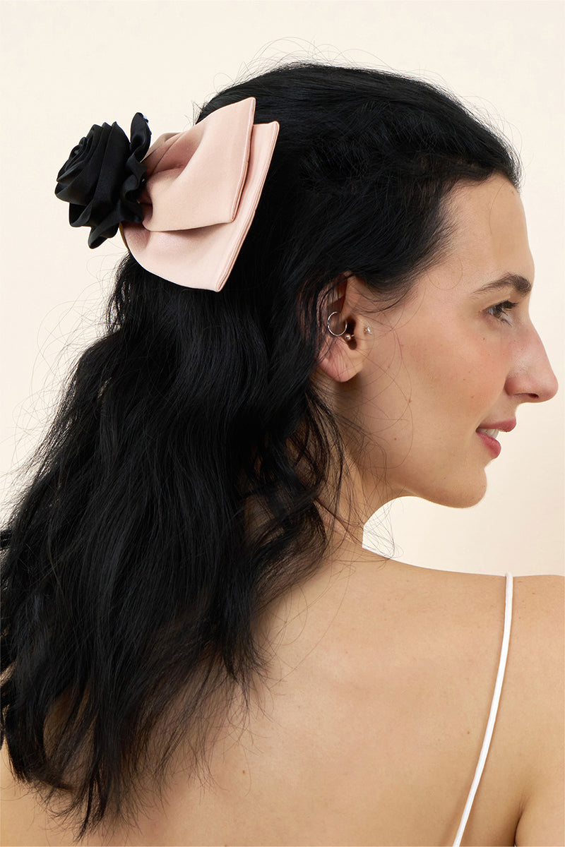TUSCAN ROSE BOW SILK HAIR CLIPS