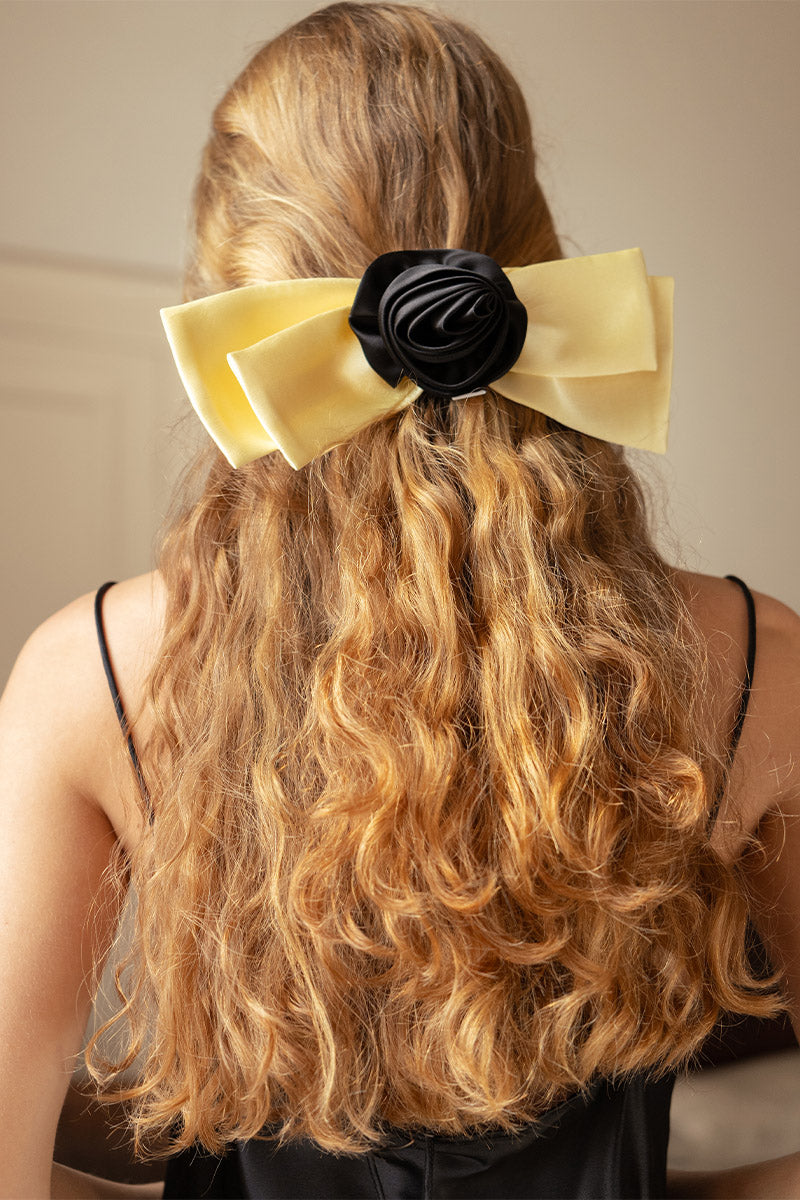 TUSCAN ROSE BOW SILK HAIR CLIPS
