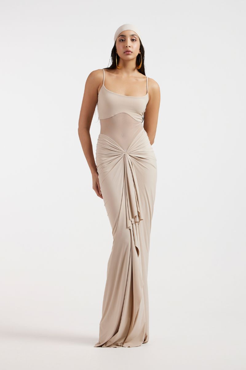 ASTRID DRAPED BEIGE GOWN