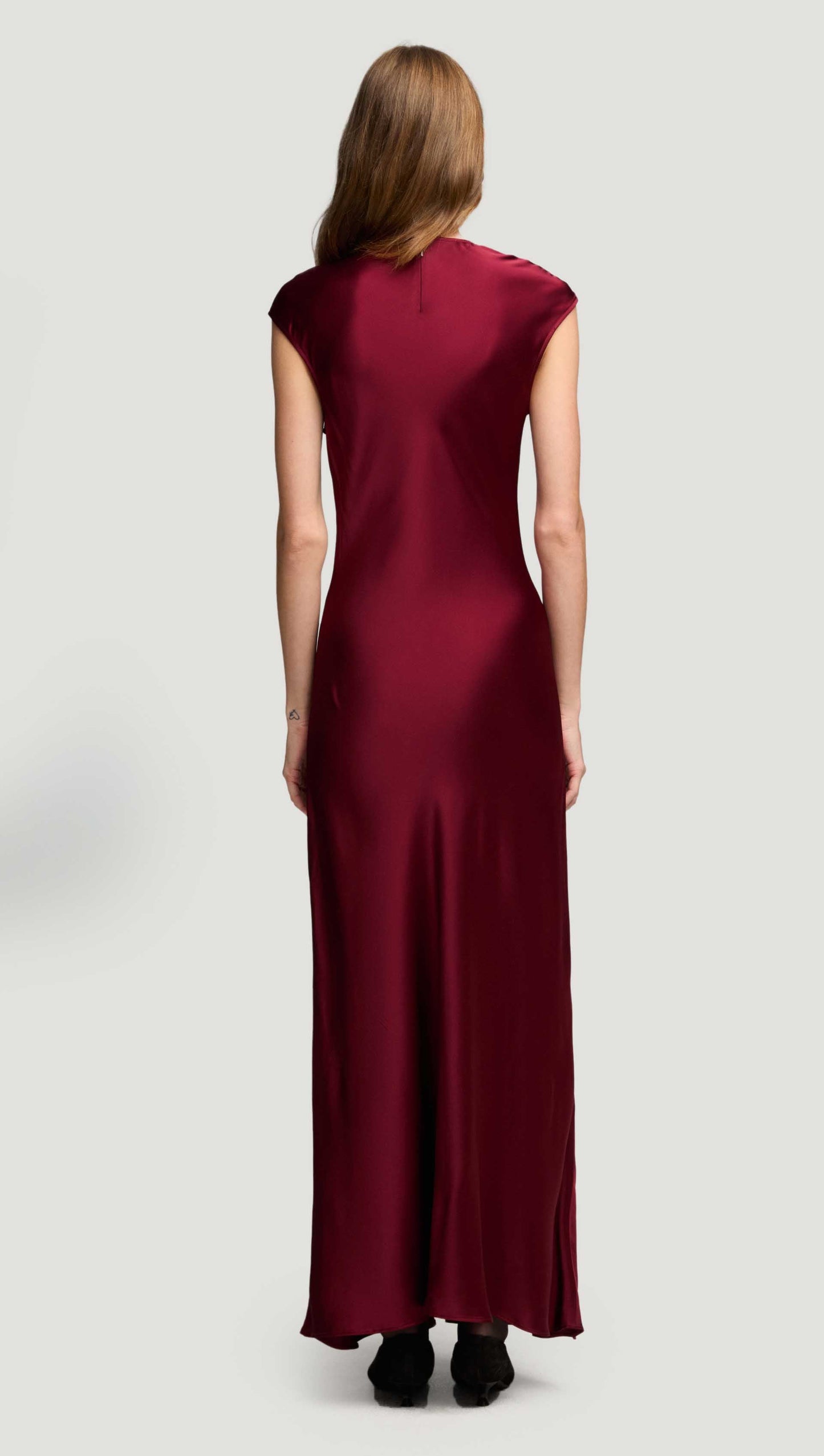 Bias Dress in Viscose Satin | Burgundy