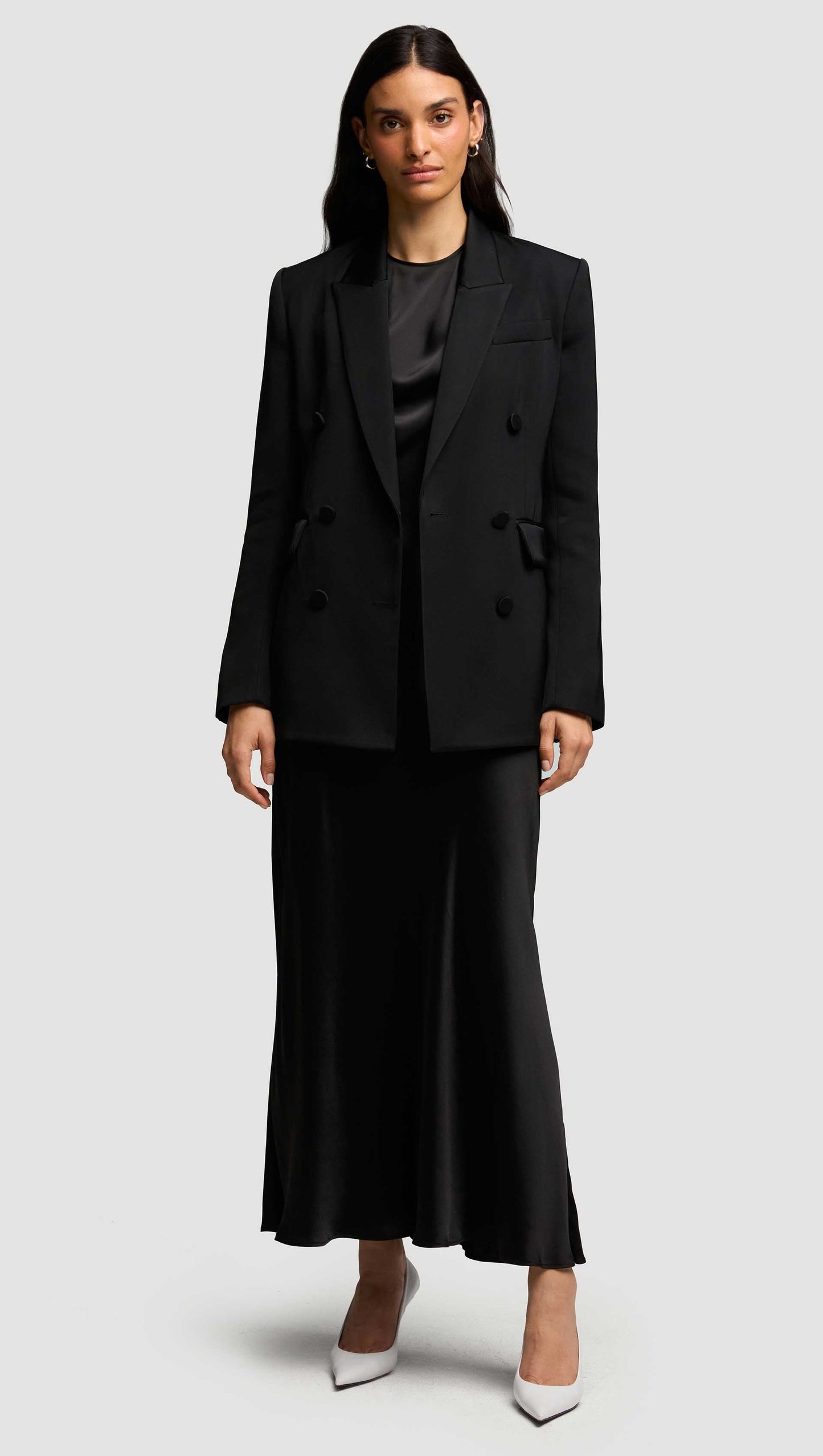 Bias Dress in Viscose Satin | Black