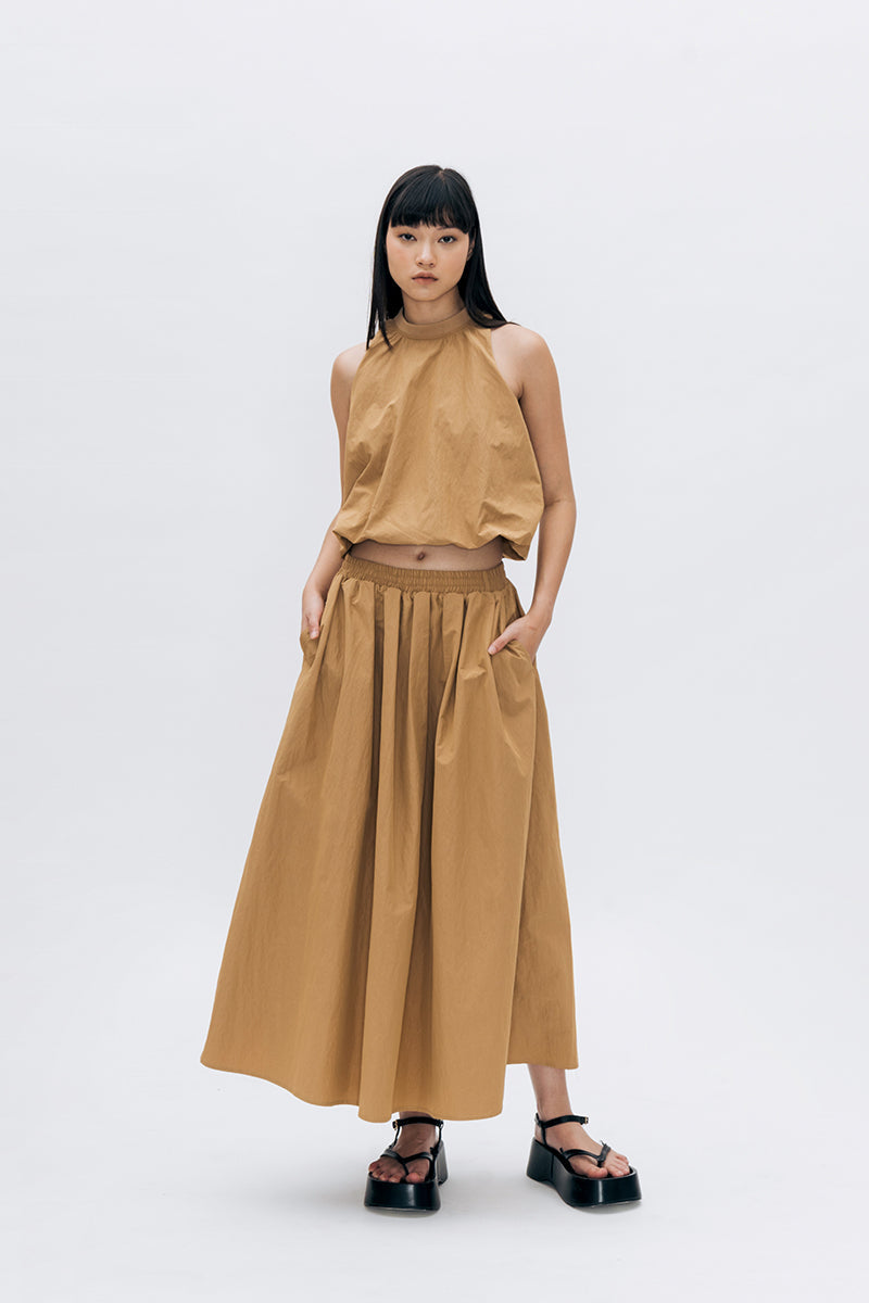 ULSA BROWN MIDI SKIRT