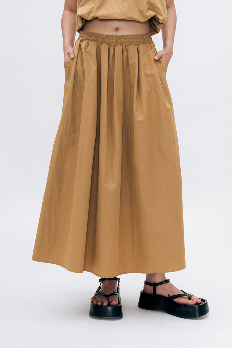 ULSA BROWN MIDI SKIRT