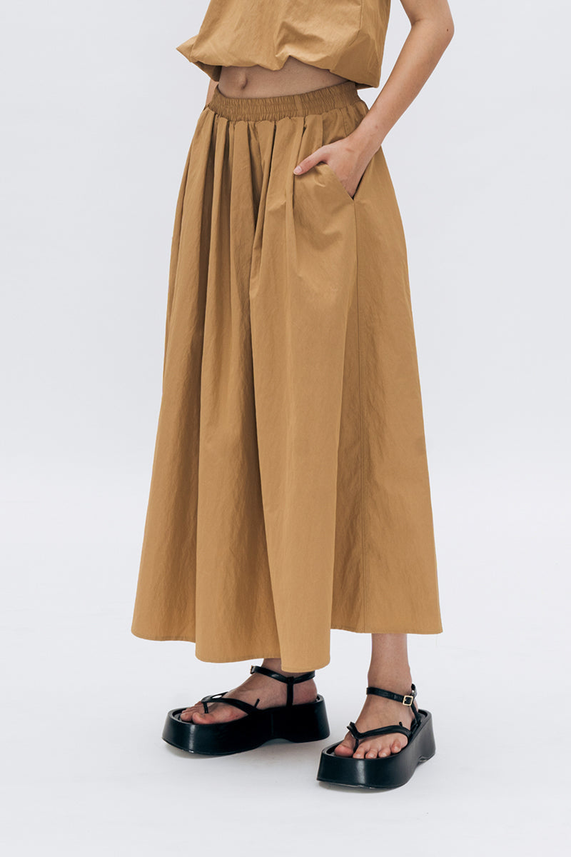ULSA BROWN MIDI SKIRT