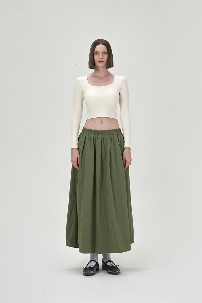 ULSA GREEN MIDI SKIRT