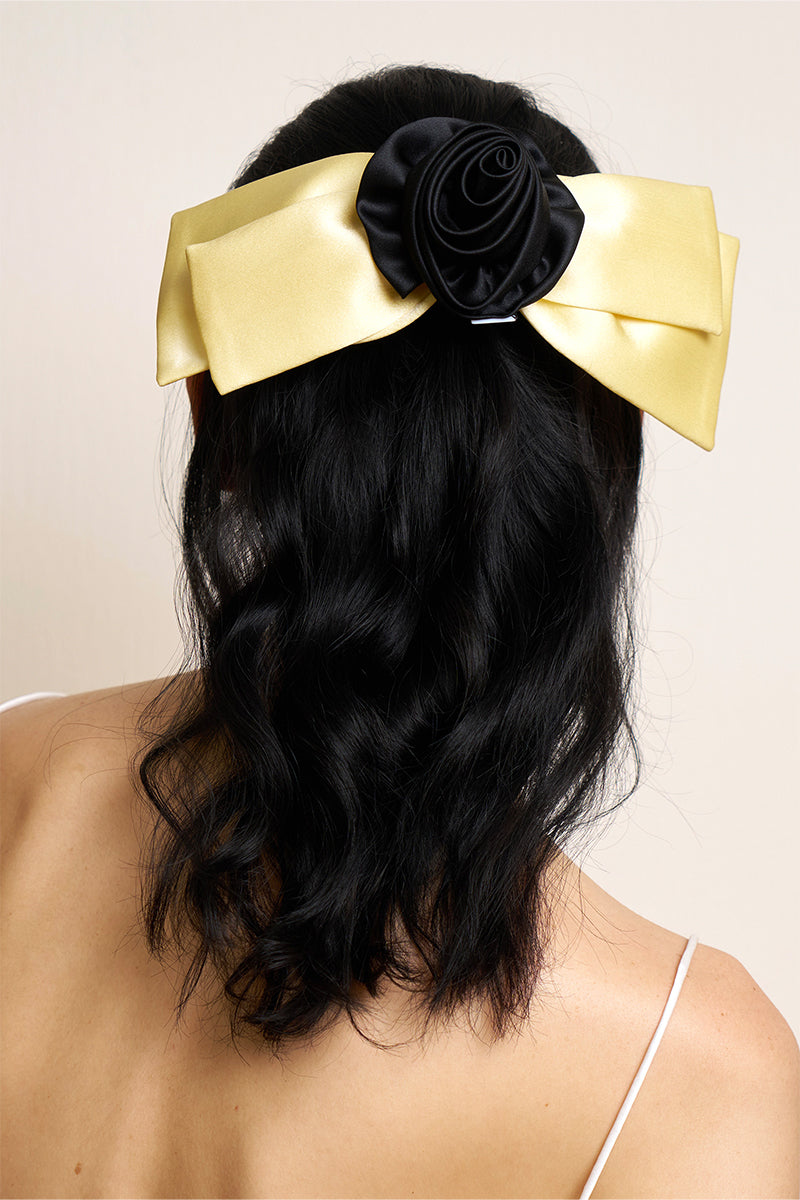 TUSCAN ROSE BOW SILK HAIR CLIPS