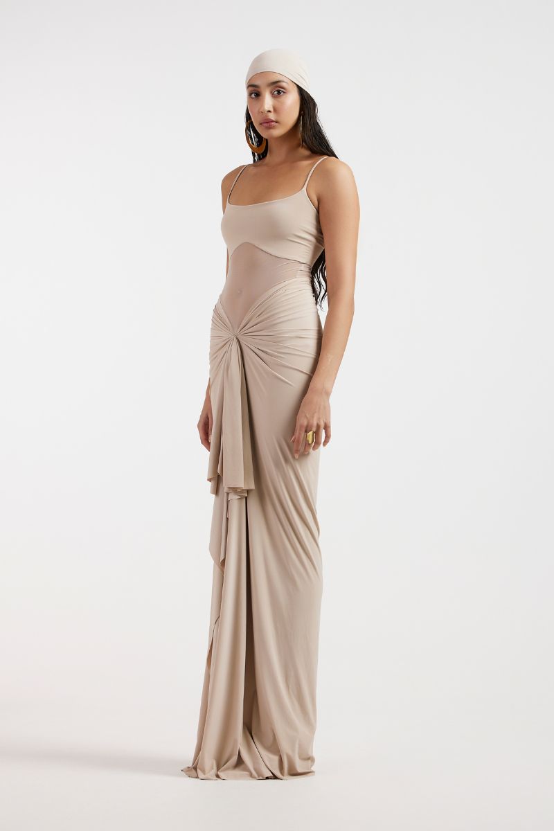 ASTRID DRAPED BEIGE GOWN