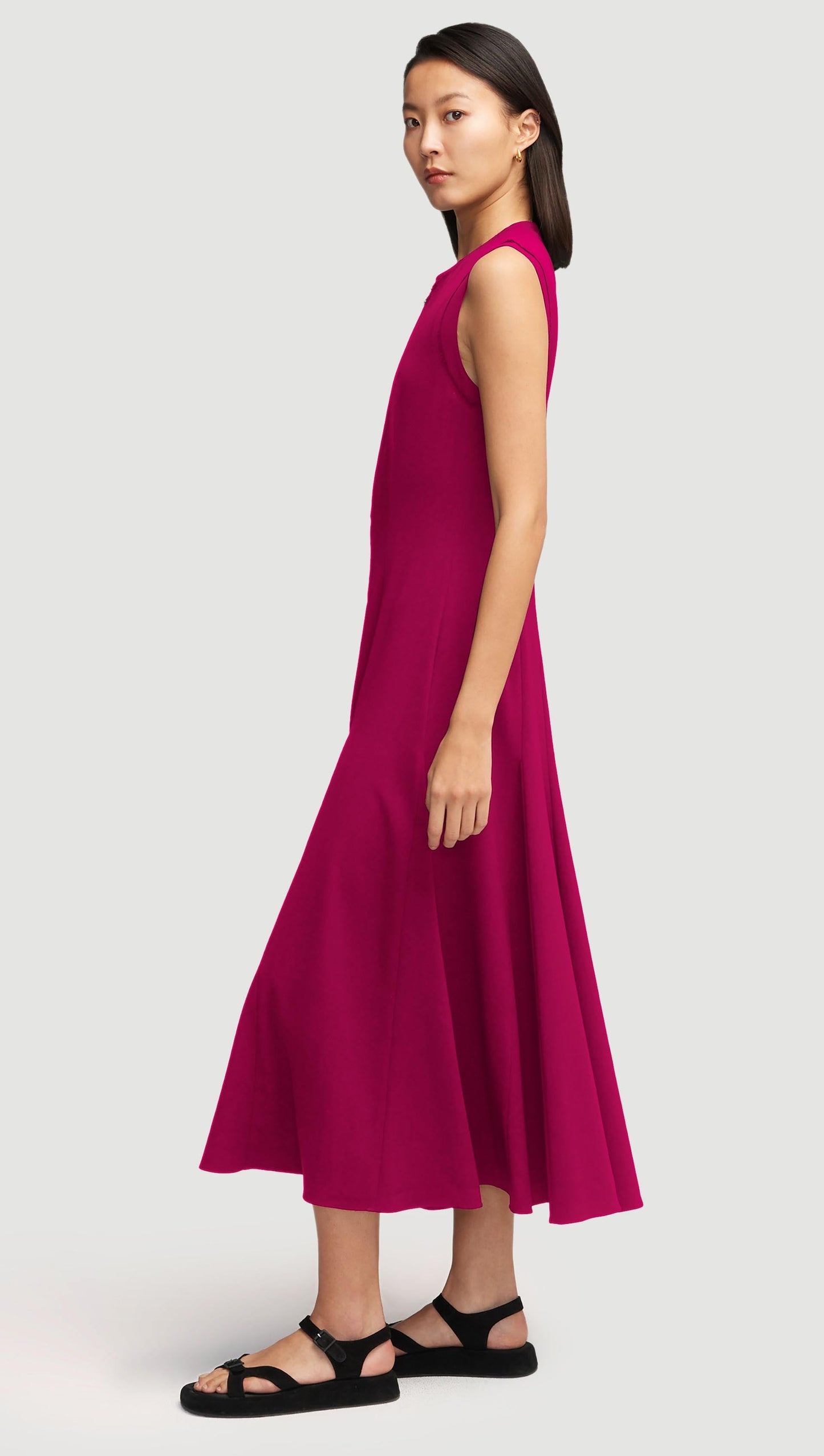 Cornelia Dress in Viscose Linen Twill | Fuchsia