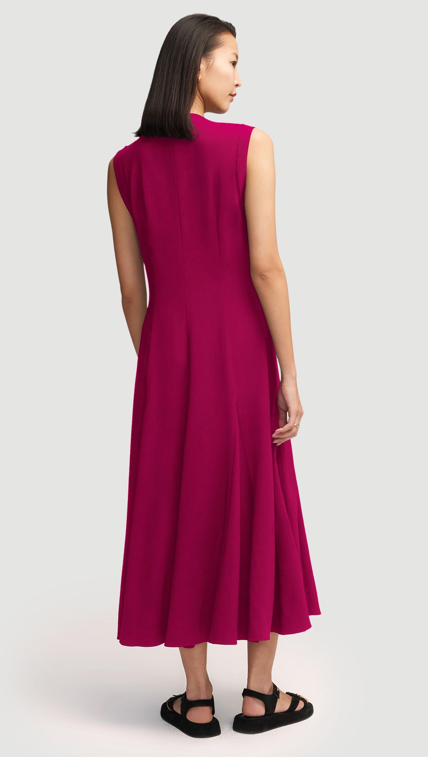 Cornelia Dress in Viscose Linen Twill | Fuchsia