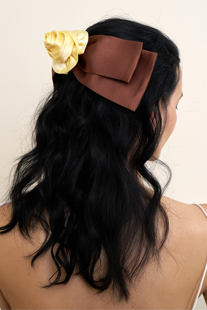 TUSCAN ROSE BOW SILK HAIR CLIPS