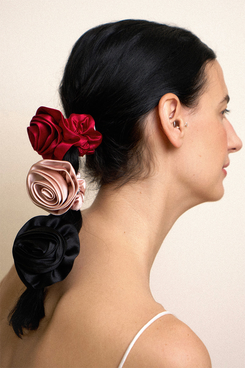 TUSCAN ROSE SILK SCRUNCHIES