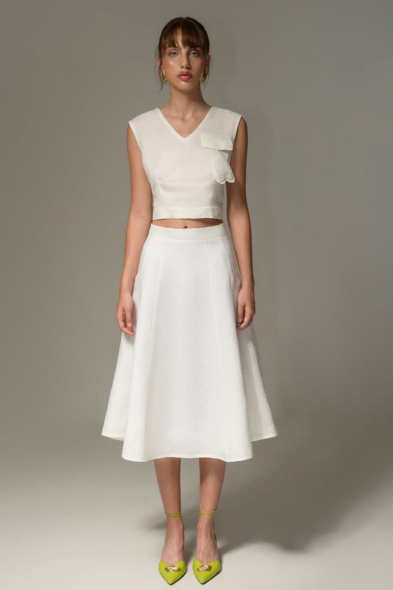 WHITE CLOUD MIDI SKIRT