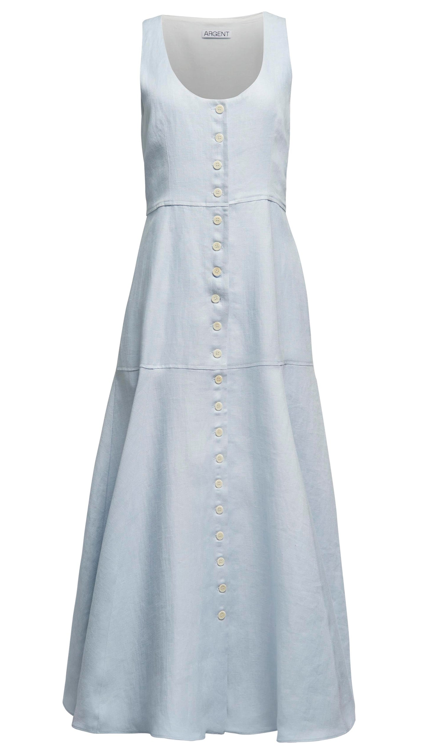 Marcy Dress in Linen Twill | Glacier