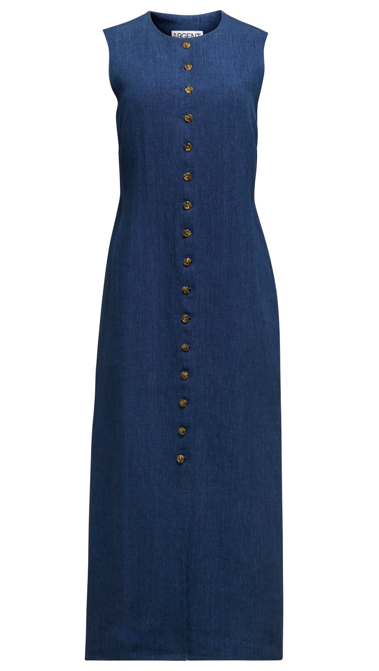 Button Dress in Linen | Denim