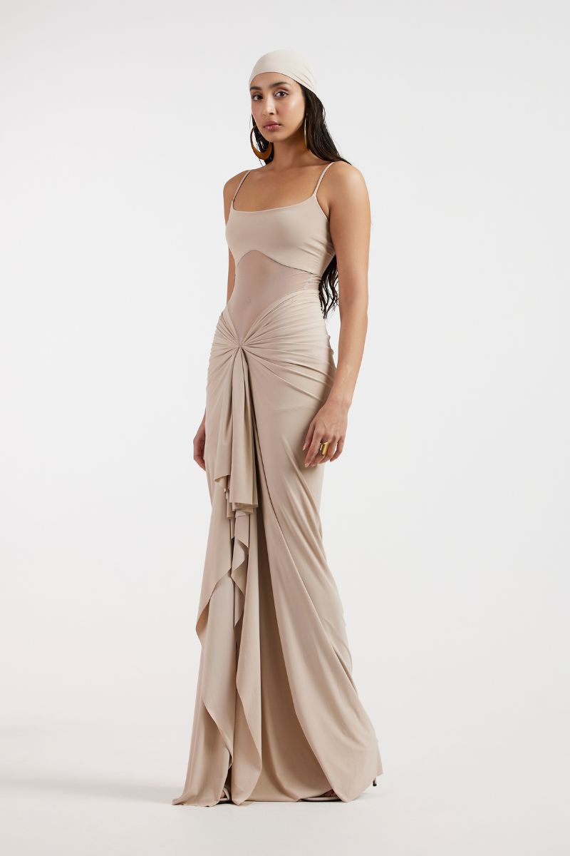 ASTRID DRAPED BEIGE GOWN