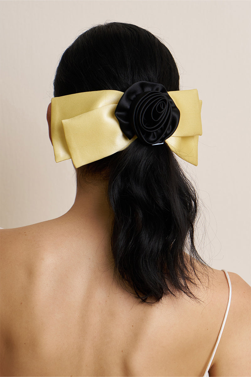 TUSCAN ROSE BOW SILK HAIR CLIPS