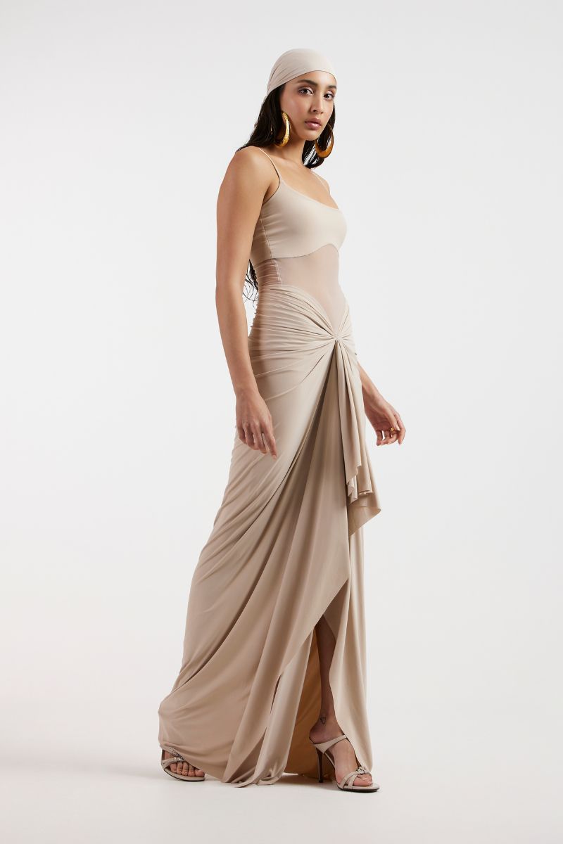 ASTRID DRAPED BEIGE GOWN