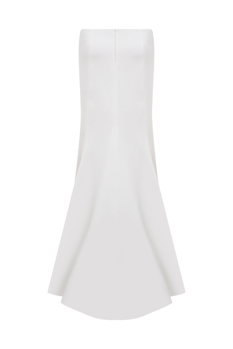WHITE LOW WAIST MAXI SATIN SKIRT