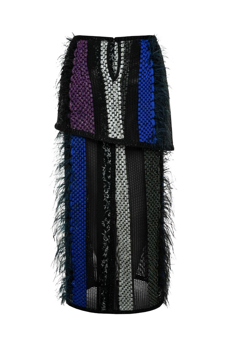 AVRIL MAXI SKIRT IN BLACK MULTI