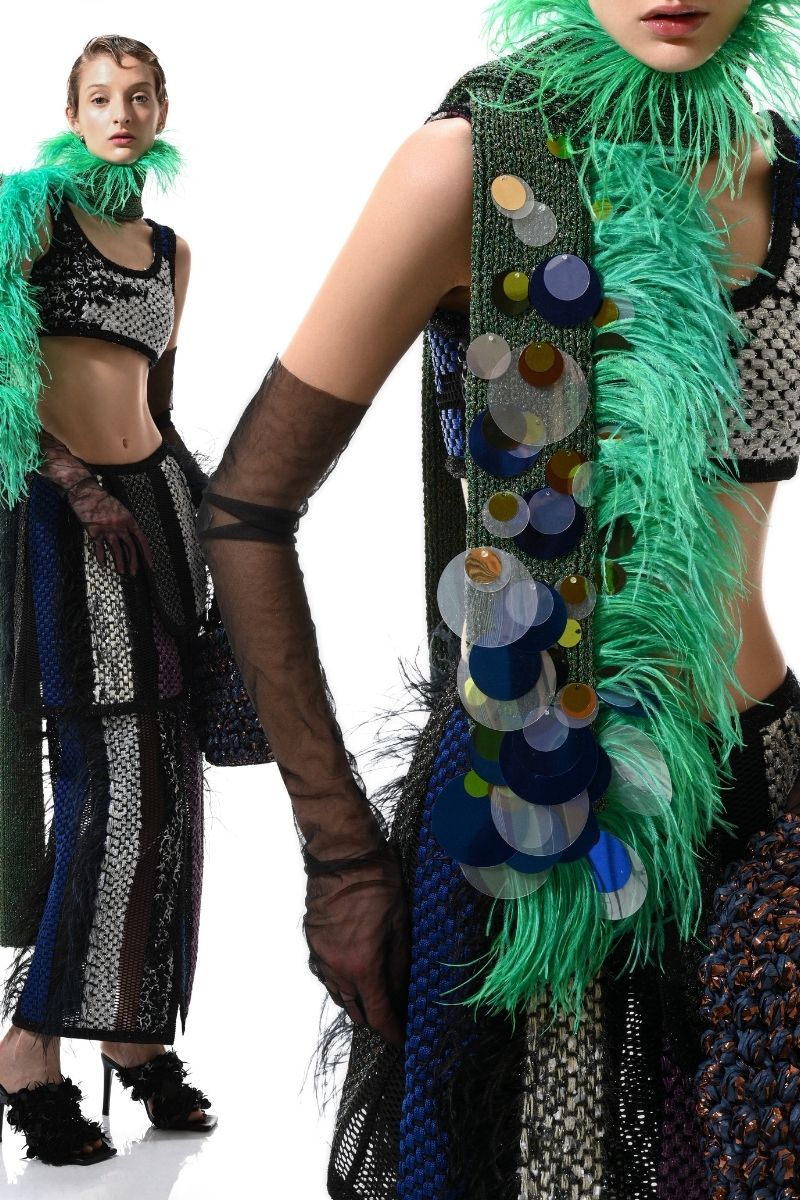 AVRIL MAXI SKIRT IN BLACK MULTI