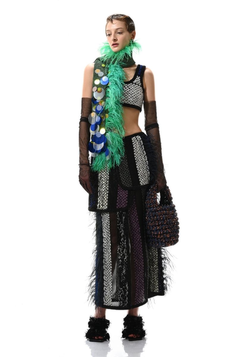 AVRIL MAXI SKIRT IN BLACK MULTI