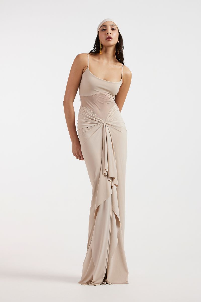 ASTRID DRAPED BEIGE GOWN