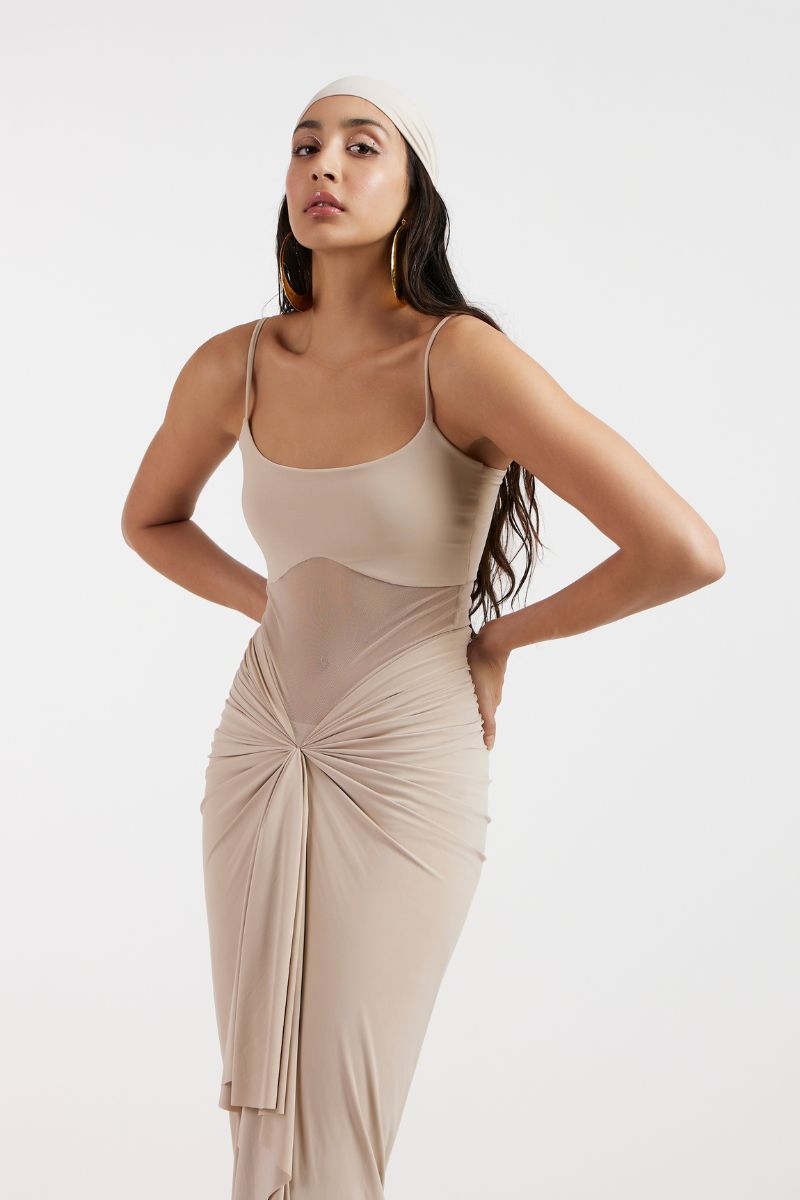 ASTRID DRAPED BEIGE GOWN