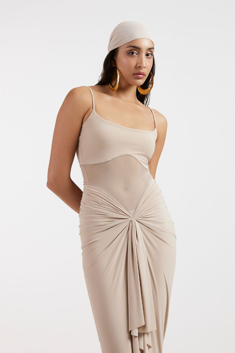 ASTRID DRAPED BEIGE GOWN