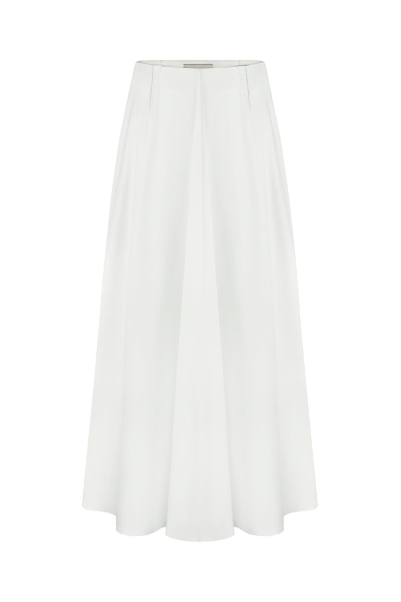 WHITE COTTON MIDI SKIRT