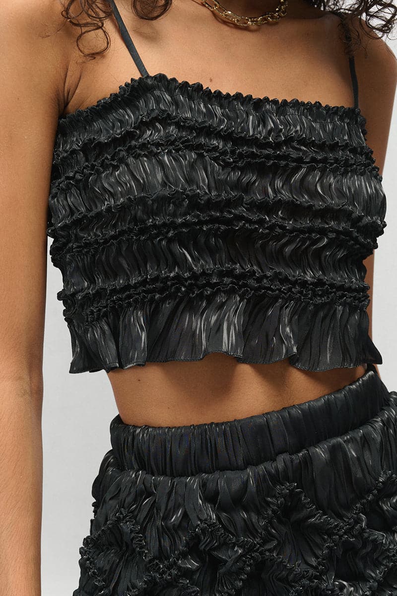VICTORIA BLACK SHIBORI MINI SKIRT