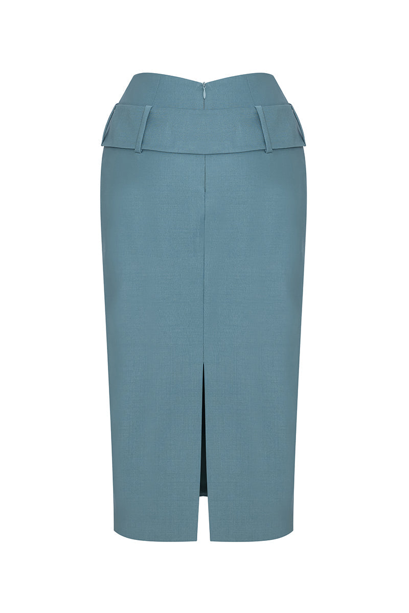 ANNE WORKING SKIRT IN BLUE GREEN