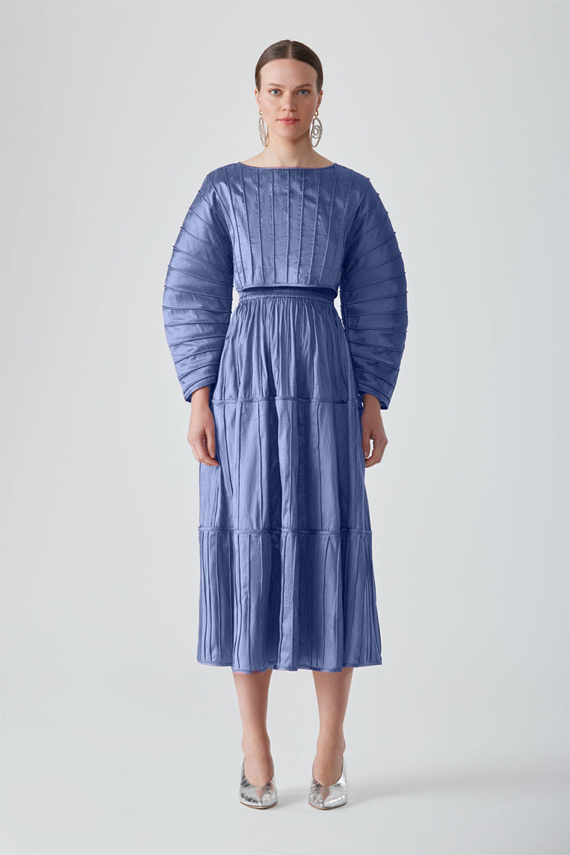 AFAF HAND-PIPED PERIWINKLE SKIRT