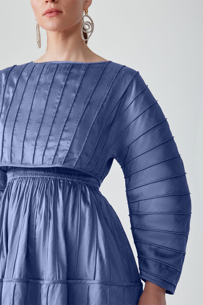 AFAF HAND-PIPED PERIWINKLE SKIRT